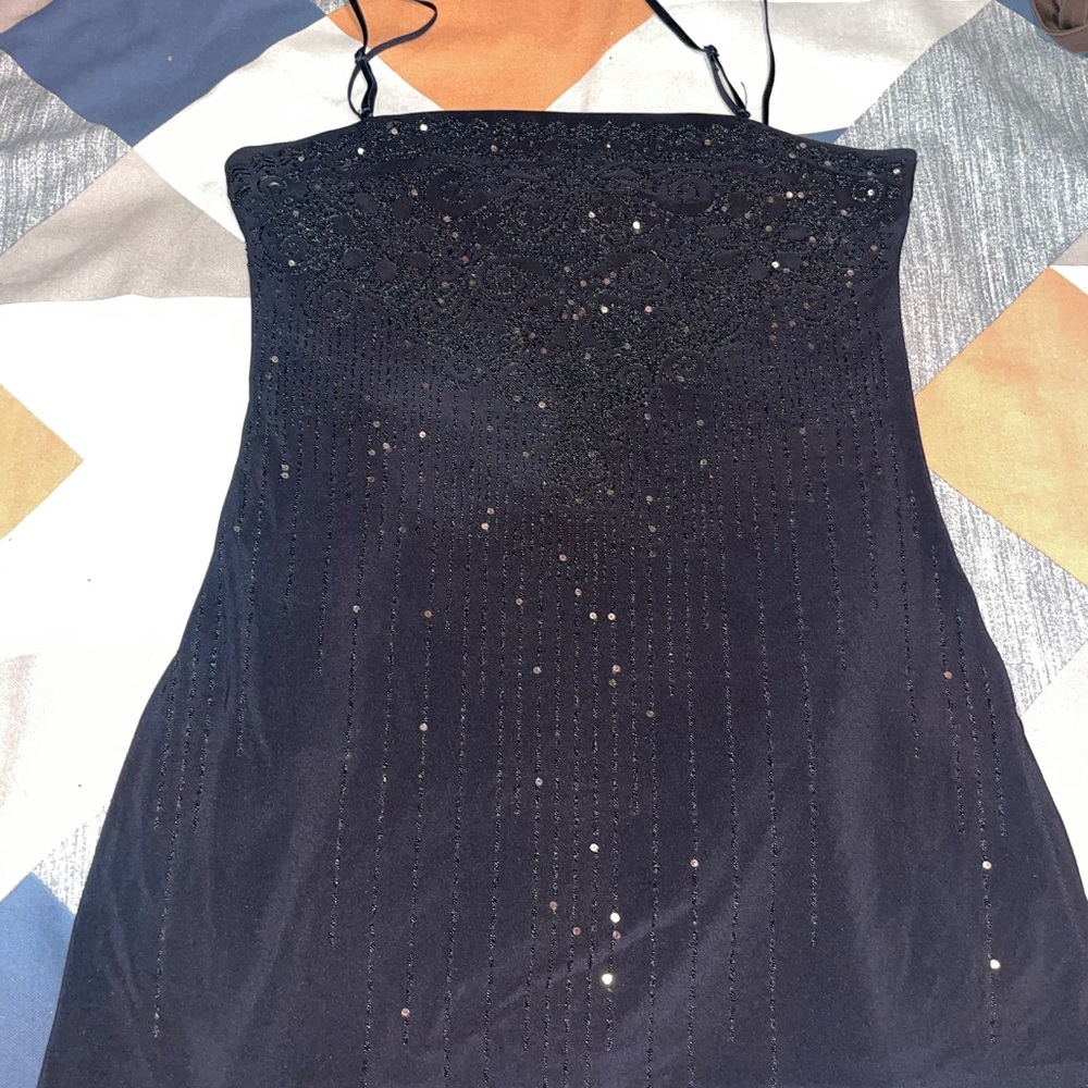 Y2K✨Sparkle✨Tunic Length Tube Top W/ Adjustable Straps And Side Slits